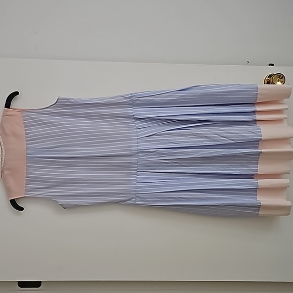 Dress in cotton sleeveless in blue, white and pink - Picture 3 of 5